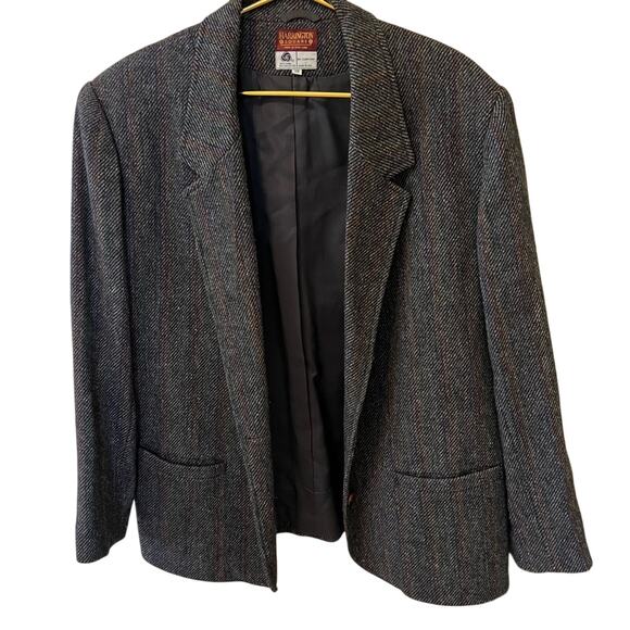 Vintage Harrington Square Wool Blend Gray Blazer Size 20 Schoolboy Officecore - Picture 1 of 11